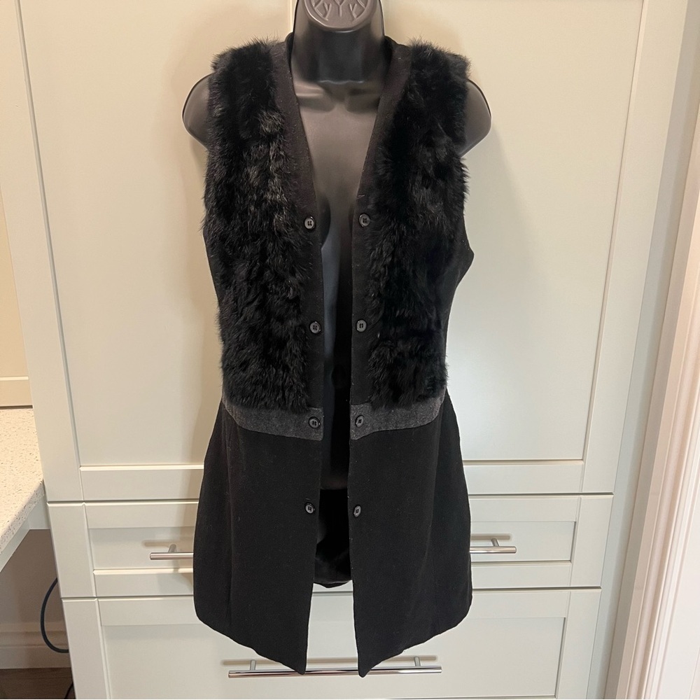 HASRII W. By The Ppom Wool Faux Fur Long Vest | Sz S | Designs by New York
